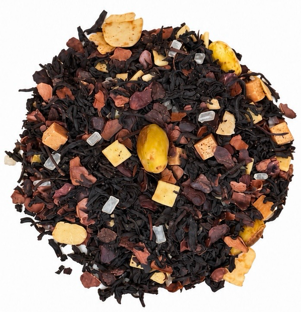 Organic black tea pistachios almonds caramel teavana tea mansion dubai chocolate tea 